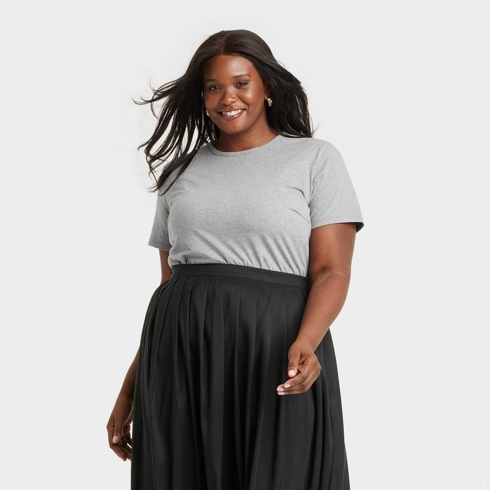 Women's Short Sleeve T-Shirt - a New Day™ Light Gray XXL:  Jersey Fabric